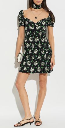 Dolce & Gabbana Silk Dress With Floral Motif, Womens, Black