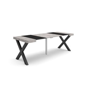 Skraut Home Mesa Consola Extensible, Mesa Comedor Plegable, 220, Para 10 Comensales, Patas Madera Maciza, Estilo Moderno, Gris Cemento - Skraut Home
