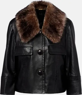Chlo&eacute; Chlo&eacute; Shearling-trimmed leather jacket