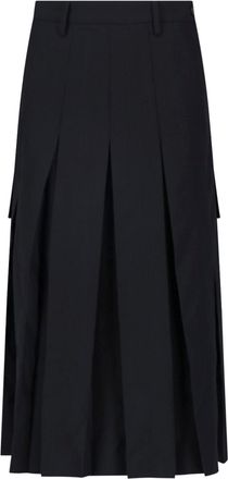 Maison Margiela Asymmetrical Pleated Midi Skirt With Front Zip Closure