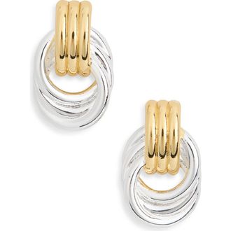 Nordstrom Rack Demi Fine Ridged Doorknocker Drop Earrings in Silver- Gold at Nordstrom Rack