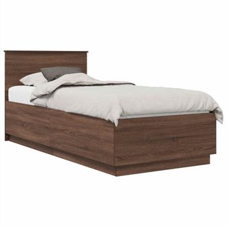 vidaXL Estructura De Cama Con Cabecera Marr&oacute;n Roble 70 X 190 Cm Vidaxl