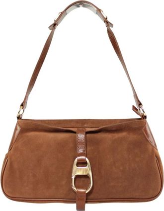 My Best Bags Firenze Schoudertas van su&egrave;de en leer - Dames - Tassen - Bruin - Maat: ONE Size Leer