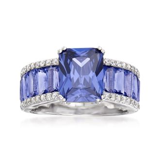 Ross-Simons Simulated Tanzanite and. CZ Ring in Sterling Silver