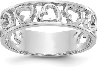 Diamond2Deal 14k White Gold Heart Ring