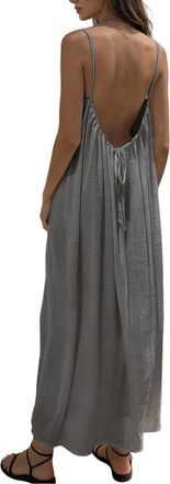 Generic Backless Cami Dress Summer Casual Sleeveless Backless Maxi Dress for Women Vacation Beach Boho Dresses 2026 Grey
