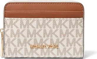 Michael Kors Jet Set Small Signature Zip-Around Kaarthouder - Dames - Portefeuilles - Beige - ONE Size - Leer - Accessoires