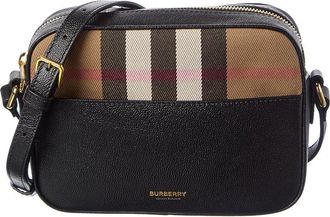 Burberry Small Check Canvas & Leather Camera Bag