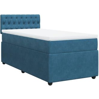 vidaXL Cama Box Spring Con Colch&oacute;n Terciopelo Azul 100x200 Cm Vidaxl