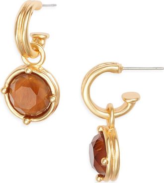 Karine Sultan Round Drop Huggie Hoop Earrings in Gold/brown at Nordstrom