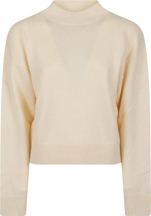 Pinko Sparta Cropped Fine Knit Ribbed Turtleneck Sweater