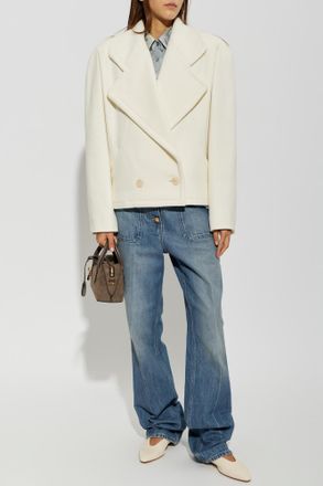 Stella McCartney Double-breasted Wool Coat, Womens, Cream