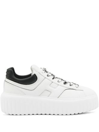 Hogan Platform Houndstooth-Lace Sneakers - White