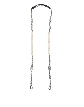 Dolce & Gabbana Zwart Lederen Pareltasje Schouderband Accessoire