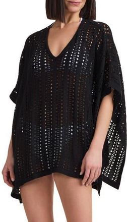 Bruno Magli Open Knit Poncho in Black at Nordstrom Rack