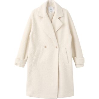 Mango Lapels Boucl&eacute; Coat in Ecru at Nordstrom, Size Medium