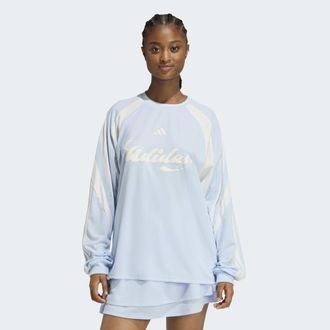 adidas Langarmshirt ADIDAS SPORTSWEAR HOUSE OF TIRO LONGSLEEVE-JERSEY, Damen, Gr. XXL, crystal sky, sanftes wei&szlig;, Obermaterial: 100% Polyester, Shirts Langar