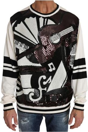 Dolce & Gabbana Pailletten zijden Jazz Guitar trui - Heren - Sweatshirts - Veelkleurig - L - Pailletten - Hoodies & sweatvesten