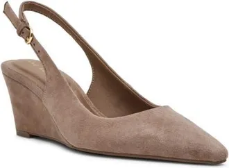 Anne Klein Cookie Wedge Slingback Pump in Taupe Suede at Nordstrom, Size 9.5