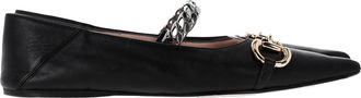 Gucci Pre-owned Womens Deva Horsebit Chain Ballerina Flats in Black Leather - Size EU 39