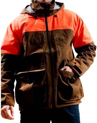 Filson 3-Layer Field Jacket In Dark Tan/blaze Orange