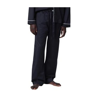 Tekla Nachtkleding, Heren, Blauw, S, Satijn, Satijnen pyjamabroek