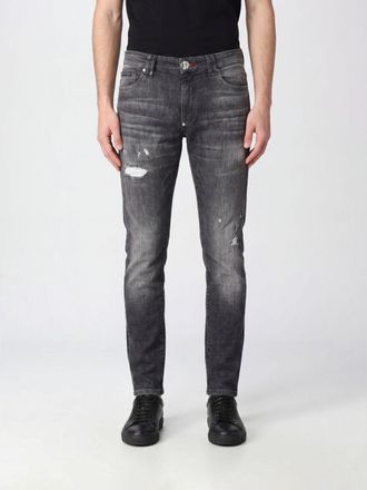 Philipp Plein Jeans slim fit in denim di cotone distressed a vita media