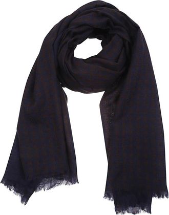 Yohji Yamamoto Wool/Silk Plaid Scarf - Dames - Wintersjaals - Blauw - ONE Size - Wol - Accessoires