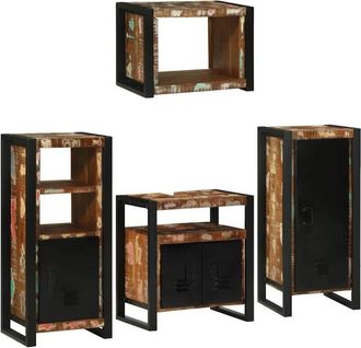 vidaXL Juego De Muebles De Ba&ntilde;o 4 Pcs Madera Reciclada Maciza Vidaxl