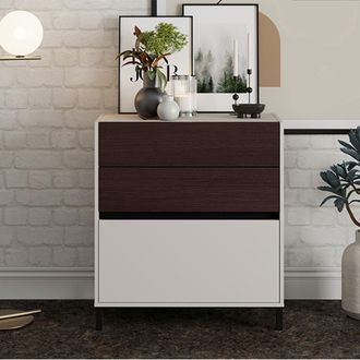 Dmora Aparador Amed, Mueble 3 Cajones, Un Estante, Con Patas, 80x40x88h Cm Blanco Crema