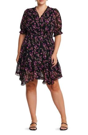 Estelle Tulip Garden Dress in Black/Pink at Nordstrom, Size 16W