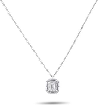 Luxury Bazaar 18K White Gold 0.62ct Diamond Pendant Necklace ANK-19783