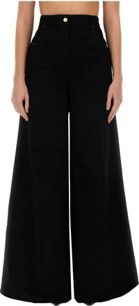 Nina Ricci Flared Denim Pants - Dames - Wijde Broeken - Zwart - M - Denim - Broeken