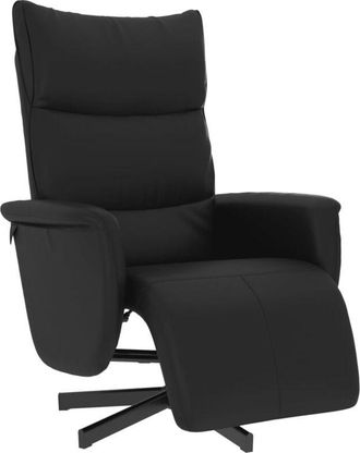 vidaXL Sill&oacute;n Reclinable Con Reposapi&eacute;s Cuero Sint&eacute;tico Negro Vidaxl
