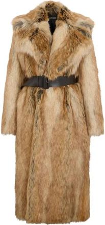 Roberto Cavalli Faux Fur Coat - Dames - Jas met riem - Bruin - XS - Leer - Jassen