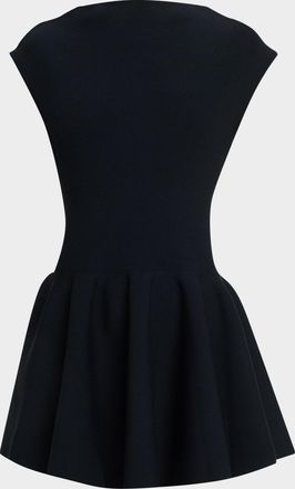Alaia High-Neck Cap-Sleeve Mini Skater Dress