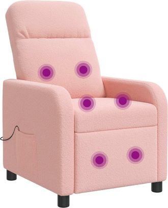 vidaXL Silla De Masajes Reclinable Rosa Boucl&eacute; Vidaxl