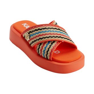 Karl Lagerfeld Ophelia Woven Slip-On Platform Sandals Orange OPHELIAWOVEN-ORNG Womens