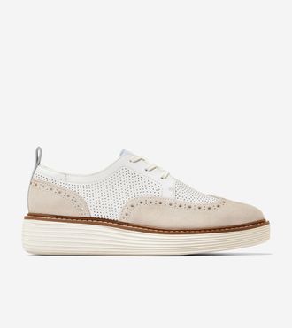 Cole Haan Womens &Oslash;riginal Grand Platform Wingtip Oxford Shoes - White Size 10.5