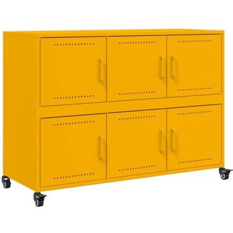 vidaXL Vidaxl - Aparador De Acero Amarillo Mostaza 100,5x39x72 Cm