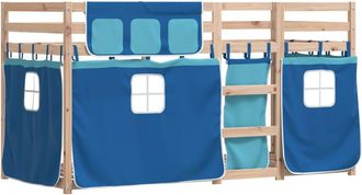 vidaXL Vidaxl - Litera Con Cortinas Madera Maciza De Pino Azul 90x200 Cm