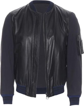 Lanvin Alber Elbaz leather front bomber jacket