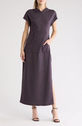 Go Couture Short Sleeve Hoodie Dress in Eggplant at Nordstrom Rack, Size Small