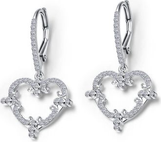 Lafonn Simulated Diamond Heart Drop Earrings in White at Nordstrom Rack