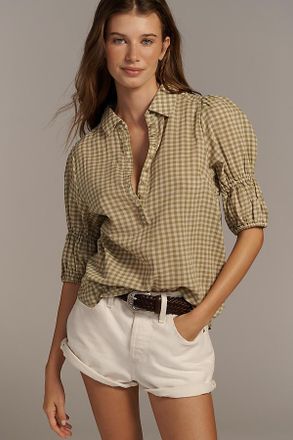 Pilcro The Tallulah Puff Sleeve Buttondown Top by Pilcro