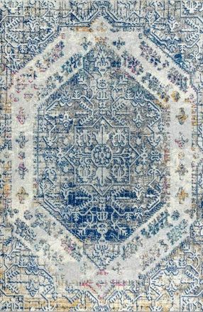 Jonathan Y Designs Modern Persian Boho Vintage Area Rug in Cream/blue at Nordstrom, Size 4Ft 0In X 6Ft 0In