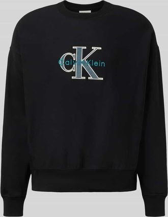 Calvin Klein Jeans Oversized Fit Sweatshirt mit Logo-Stitching Modell Premium in Black, Größe XXL