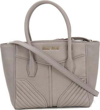 Miu Miu Gray Leather Tote Bag (Pre-Owned)