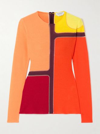 Gabriela Hearst Pullover In Misto Lana Color-block A Pannelli Atreus - Arancione
