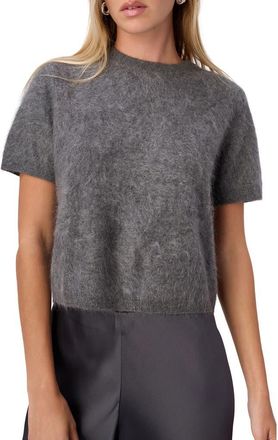 Cami NYC Eugeny Short Sleeve Cashmere Sweater in Coal at Nordstrom, Size Xx-Small